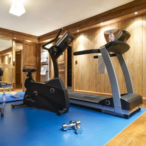 Work out in the home fitness centre 