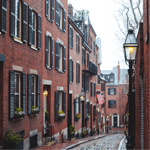 Head to Acorn Street, one of most photographed streets in the city, just a nine-minute stroll away