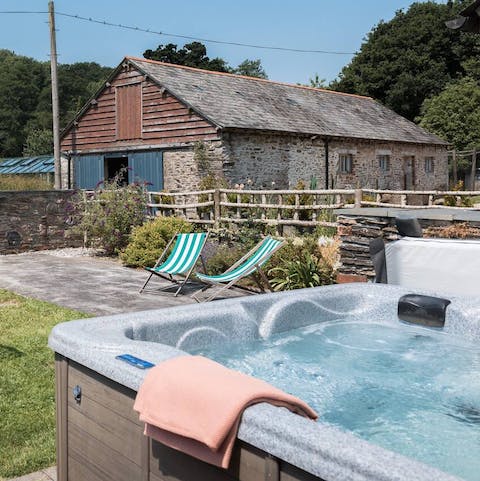 Bubble away in one of the three outdoor hot tubs