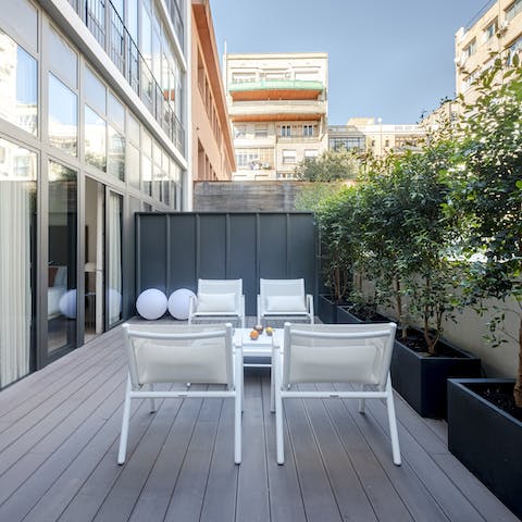 A sunny private terrace