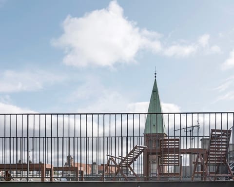 A rooftop with views of Copenhagen