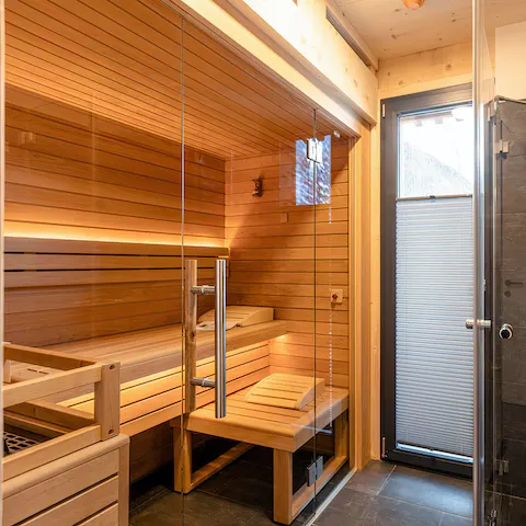 Unwind in the private sauna downstairs after a long day on the slopes