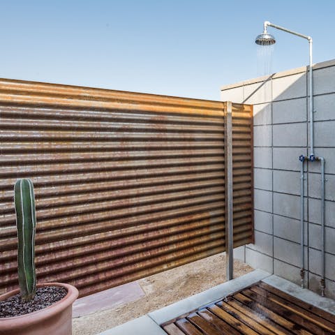 Wash off the desert dust in the outdoor shower 