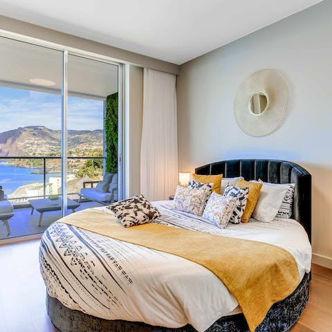 Take in the scenery from the comfort of the sumptuous round bed