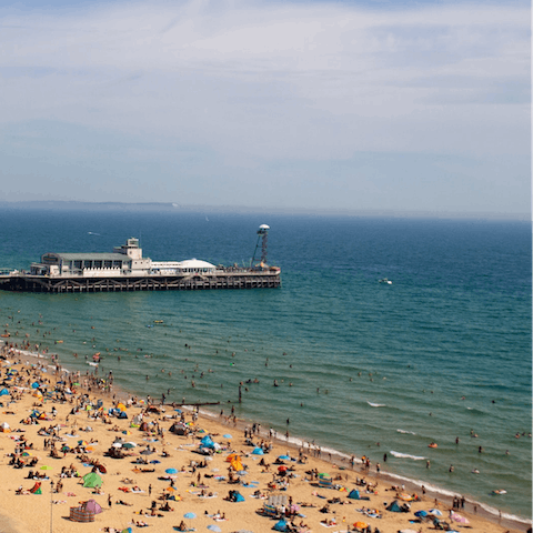 Stay a five-minute drive from Bournemouth Beach