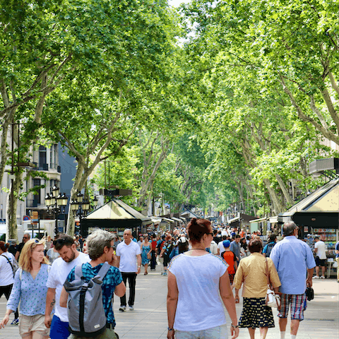 Take a stroll down Las Ramblas, just four-minutes on foot from home