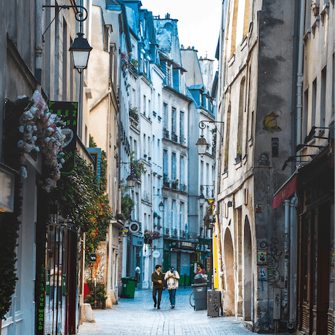 Stroll the picture-perfect streets of Le Marais neighbourhood, right outside your door