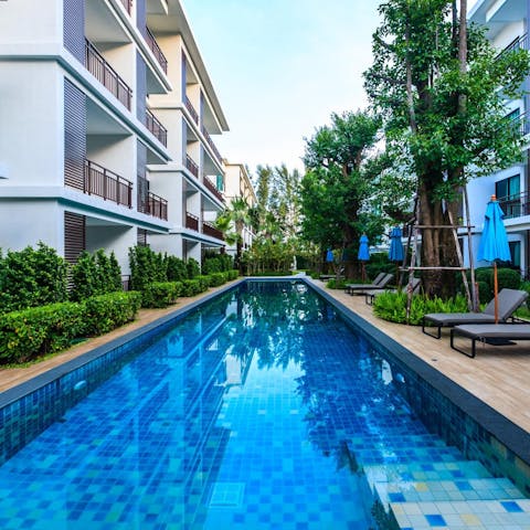 Cool off on hot afternoons with a dip in the communal pool