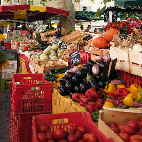 Stock up on fresh produce at Marché Bastille, a ten-minute walk away