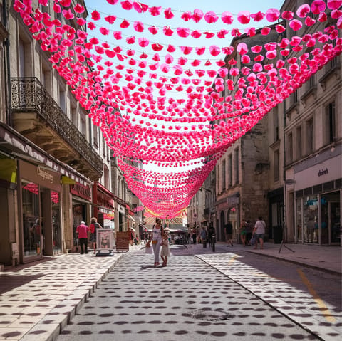 Check out the shops in Périgueux, a seventy-five-minute drive from home