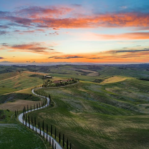 Explore the rolling hills of Tuscany