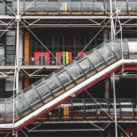 Visit the Centre Pompidou, a fourteen-minute walk away