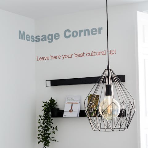 The message corner in the communal area