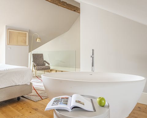 Spend an evening soaking in the freestanding bathtub in the bedroom