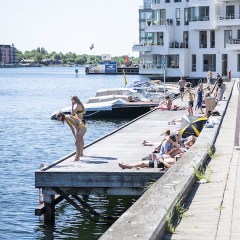 Grab your towel and dive into the waters off Bådelaug Havnestad