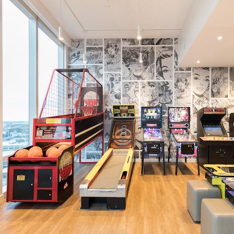Become a pinball wizard in the communal games room