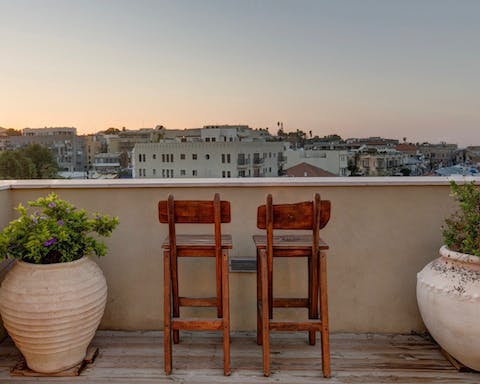 Enjoy sweeping views of Tel Aviv from your private rooftop terrace