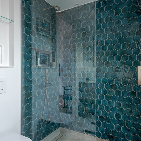 Hexagonal blue tiles