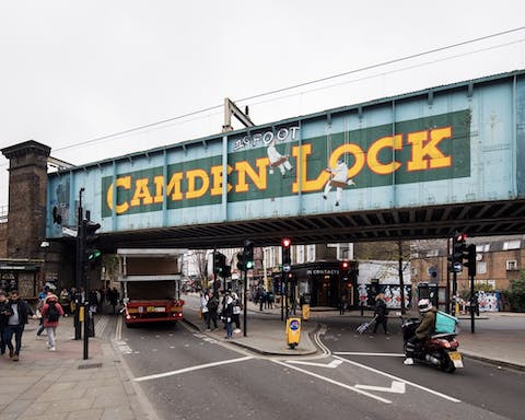 Explore Camden Town and its famous market, just a ten-minute walk away