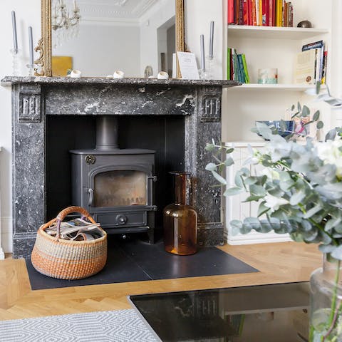 Cosy up by the gorgeous wood burning stove after a day exploring the city