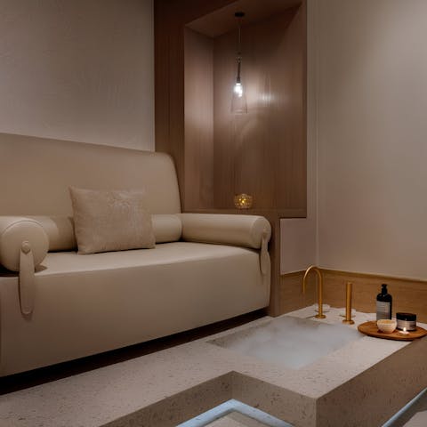 Indulge in a pedicure or a treatment at the on-site spa