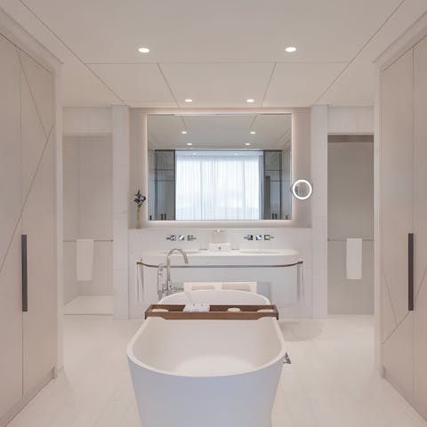 Slip into the freestanding tub and enjoy some downtime