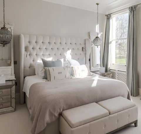 A sophisticated master bedroom