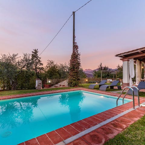 Take a dip to cool down in the private swimming pool