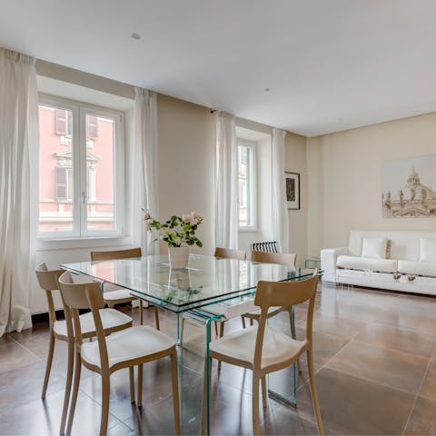 Enjoy a living area bathed in natural light from traditional windows