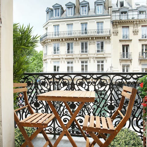 Enjoy your pain au chocolats on the private balcony