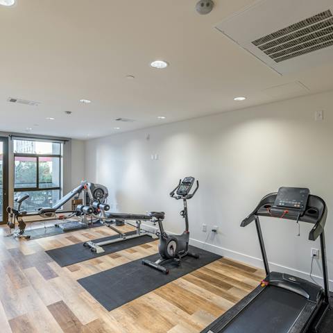 Get your sweat on with a workout in the on-site gym