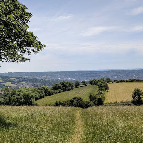 Follow hiking trails through the beautiful Cotswolds countryside 