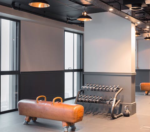 Keep up with your workout routine in the well-equipped on-site gym