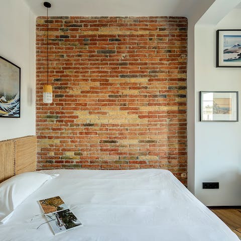 Check out the exposed brick walls