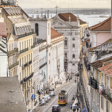 Explore your Chiado neighbourhood by foot or by tram – there's a stop a four-minute walk away 