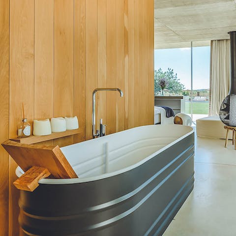 Sink into the master suite's freestanding tub to take your relaxation to the next level