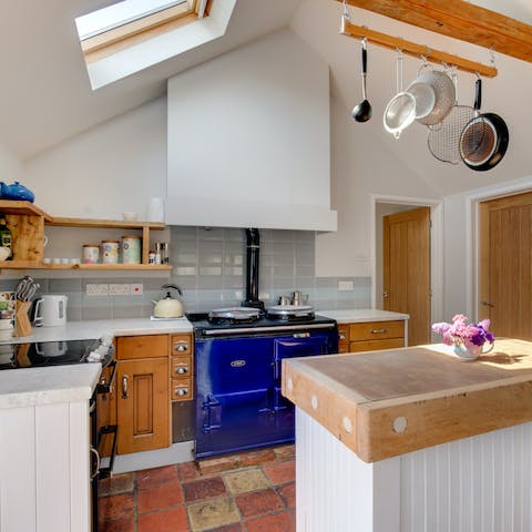 Prepare a delicious meal on the Aga using locally-sourced ingredients from the village store