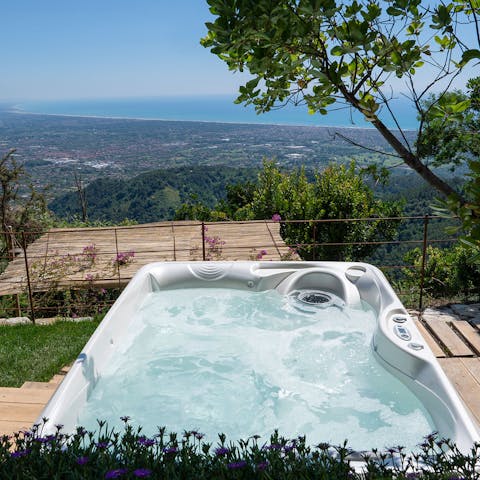 Take in the views of the Ligurian Sea from the Jacuzzi