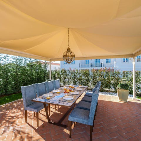 Enjoy an intimate meal in the al fresco dining space