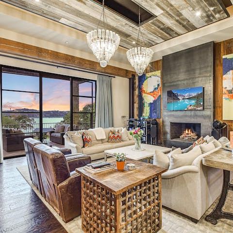 Take in the incredible views over Lake Travis from the gorgeous living room