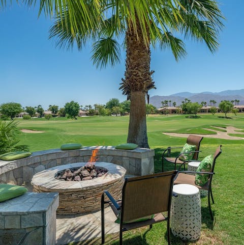 Huddle around the fire pit and tell stories after dark