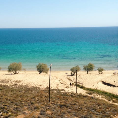 Spend a day on the sand at Fellos Beach – it's just a three-minute drive away