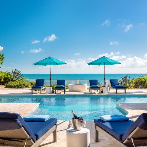 Splash about in the home's private pool before retiring to the neighbouring hot tub