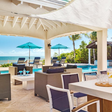 Seek some shade under the lanai or cook up dinner on the grill