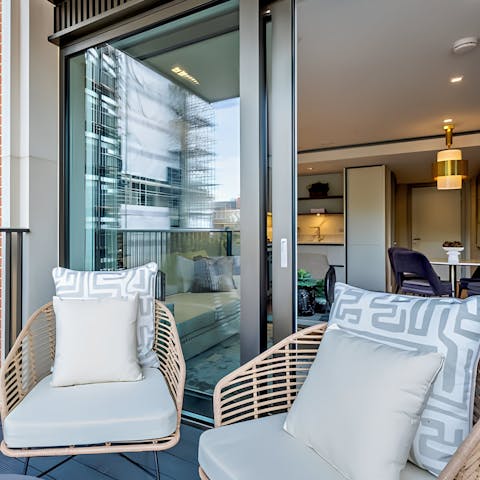 Start your day with a morning coffee on the cosy private balcony