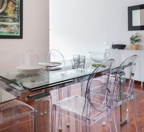 Serve a home-cooked meal at the stylish dining set