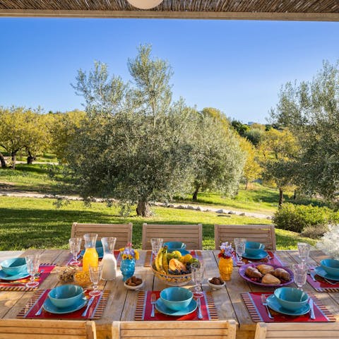 Dine alfresco in the shade of the terrace with gorgeous rural views