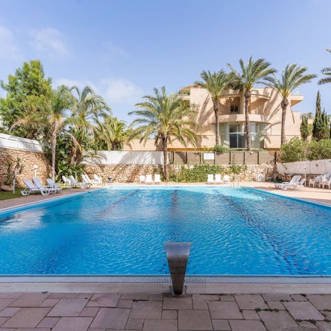 Spend afternoons luxuriating in the communal pool