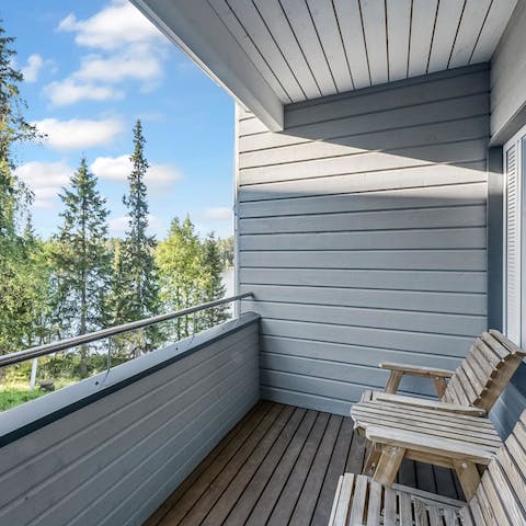 Have a coffee on the porch with forest views