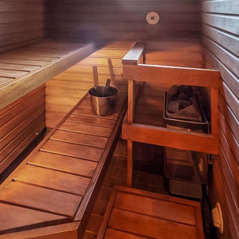 Relax in the private sauna after a day of activity